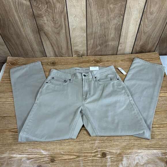 Old Navy Straight Built-In Flex Jeans Men’s Size 32x30 NWT Tan Khaki - Picture 1 of 16